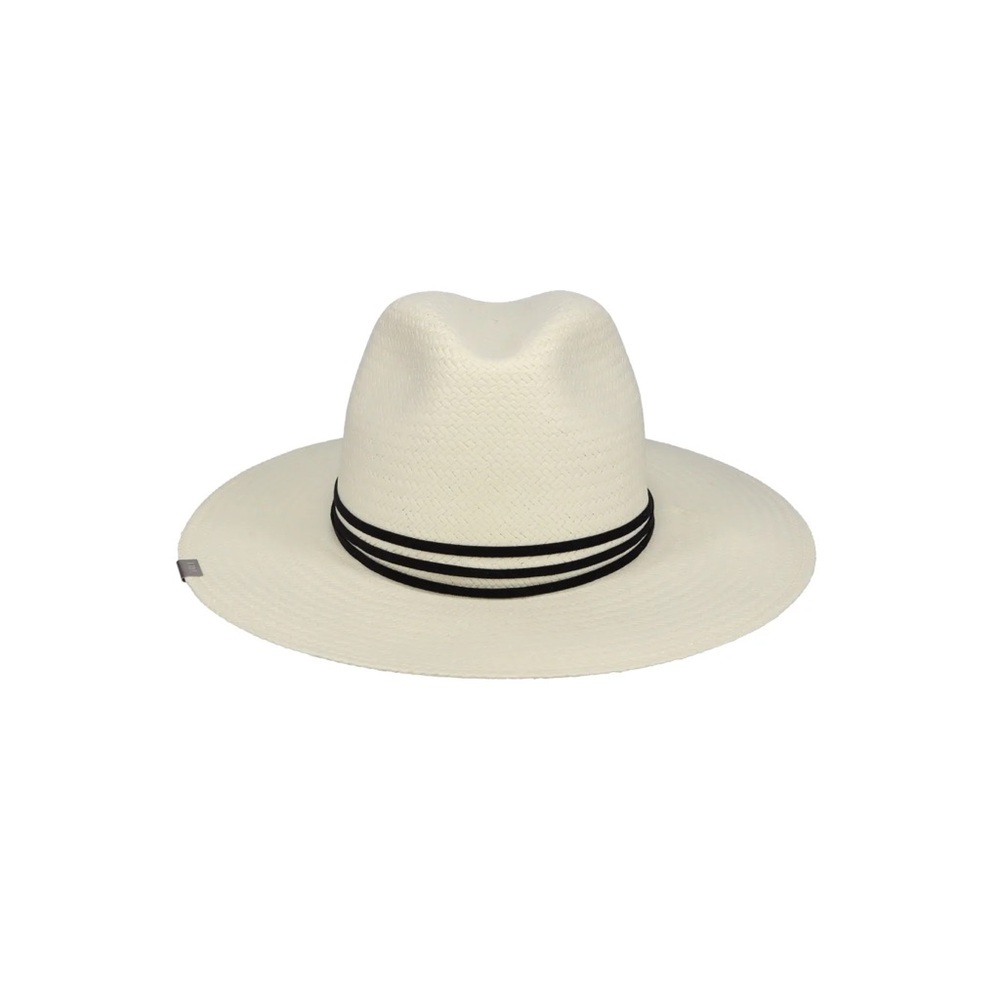 Elegant White Women's Hat with Black Stripe